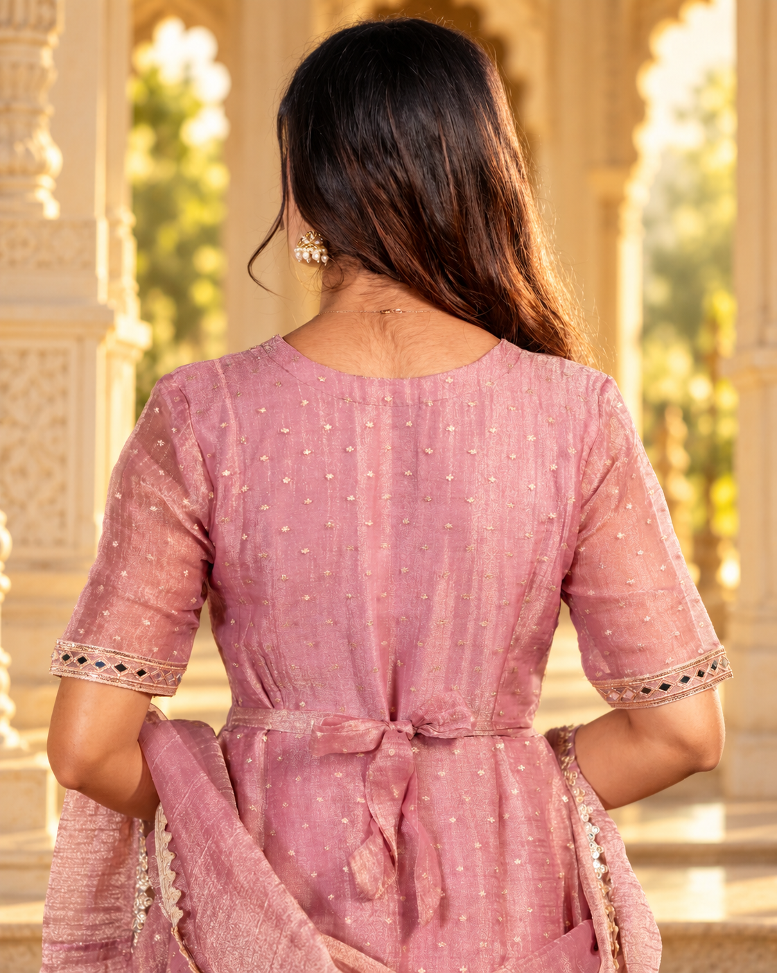 Pink Crush Tissue With Butti Maternity Maxi with Full Crepe Lining &amp; Dupatta - product image 6 | MMWEAR