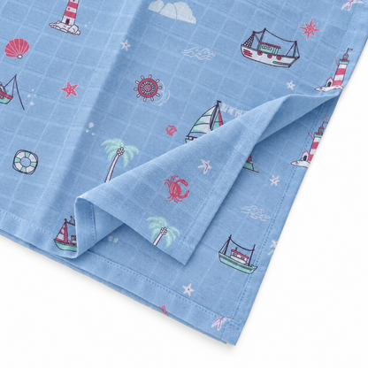 Little Ship Muslin 100% Cotton Baby Bath Towel