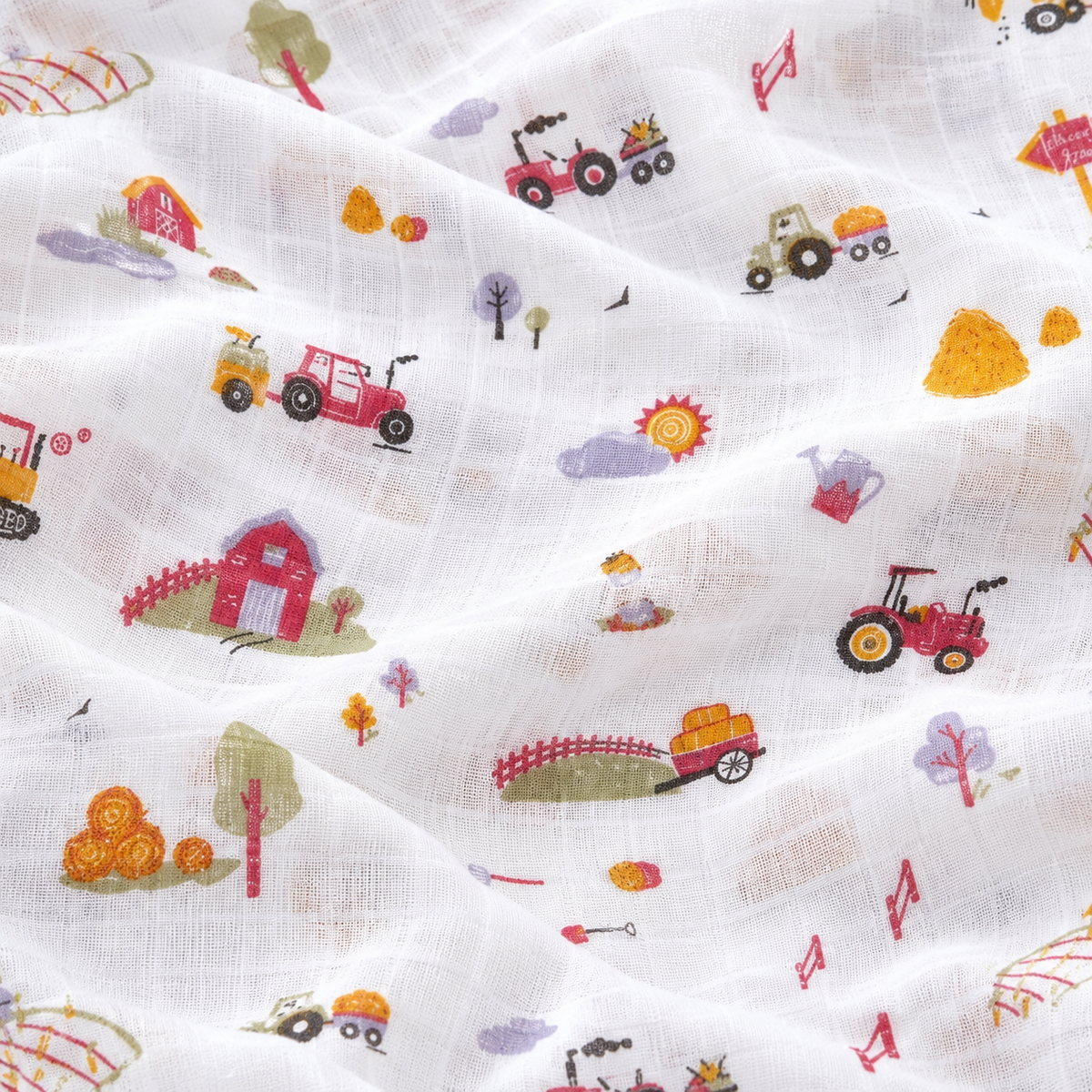 Little Tractor Baby Muslin Swaddle Blanket | 100% Premium Cotton | 110x110 cm