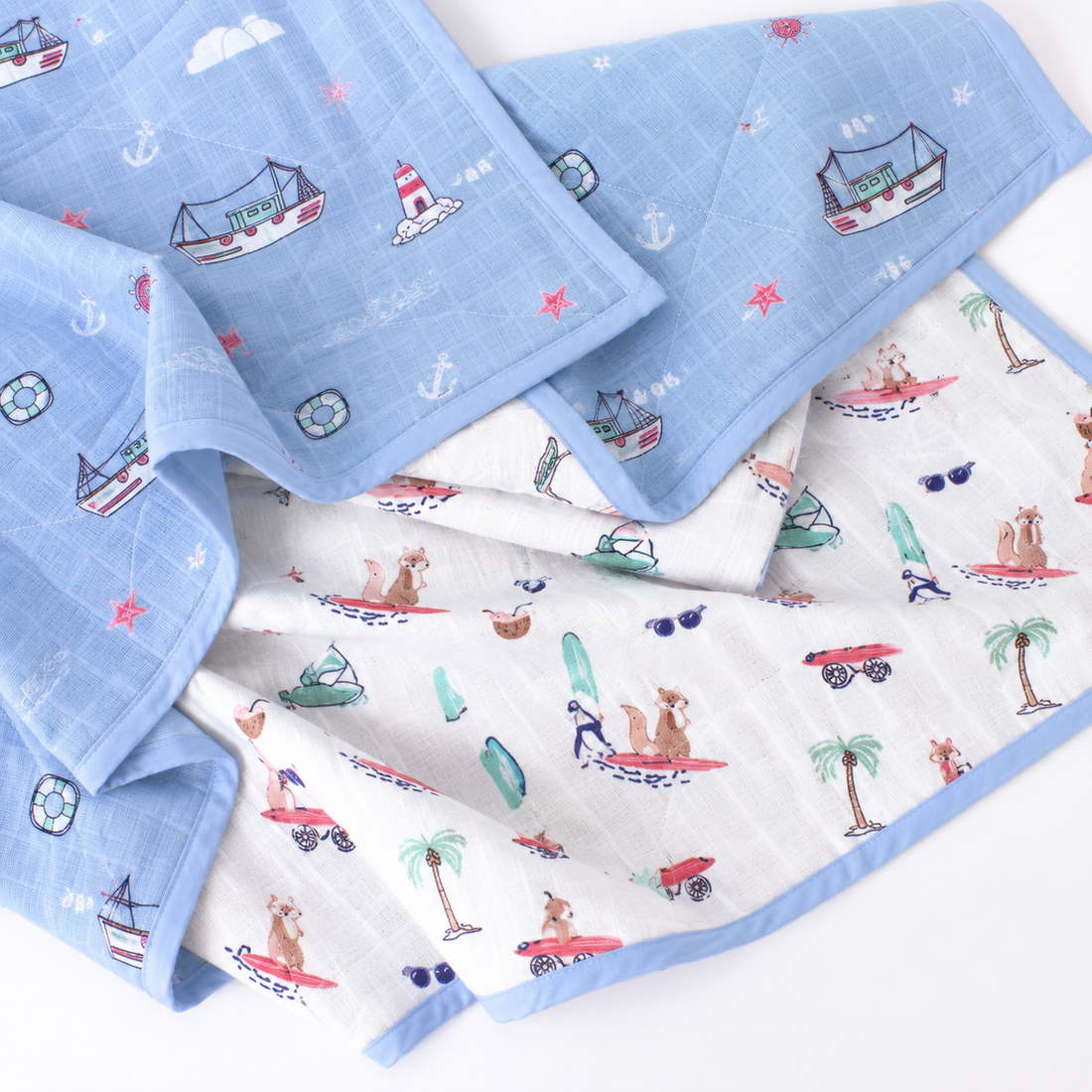 Little Ship Reversible Muslin Blanket/Quilt