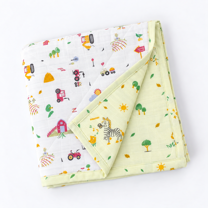 Little Animals Reversible Muslin Blanket/Quilt
