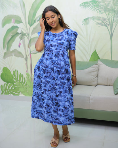 Larva | Casual Non-Maternity Loungewear - Puff Sleeve | Calf Length