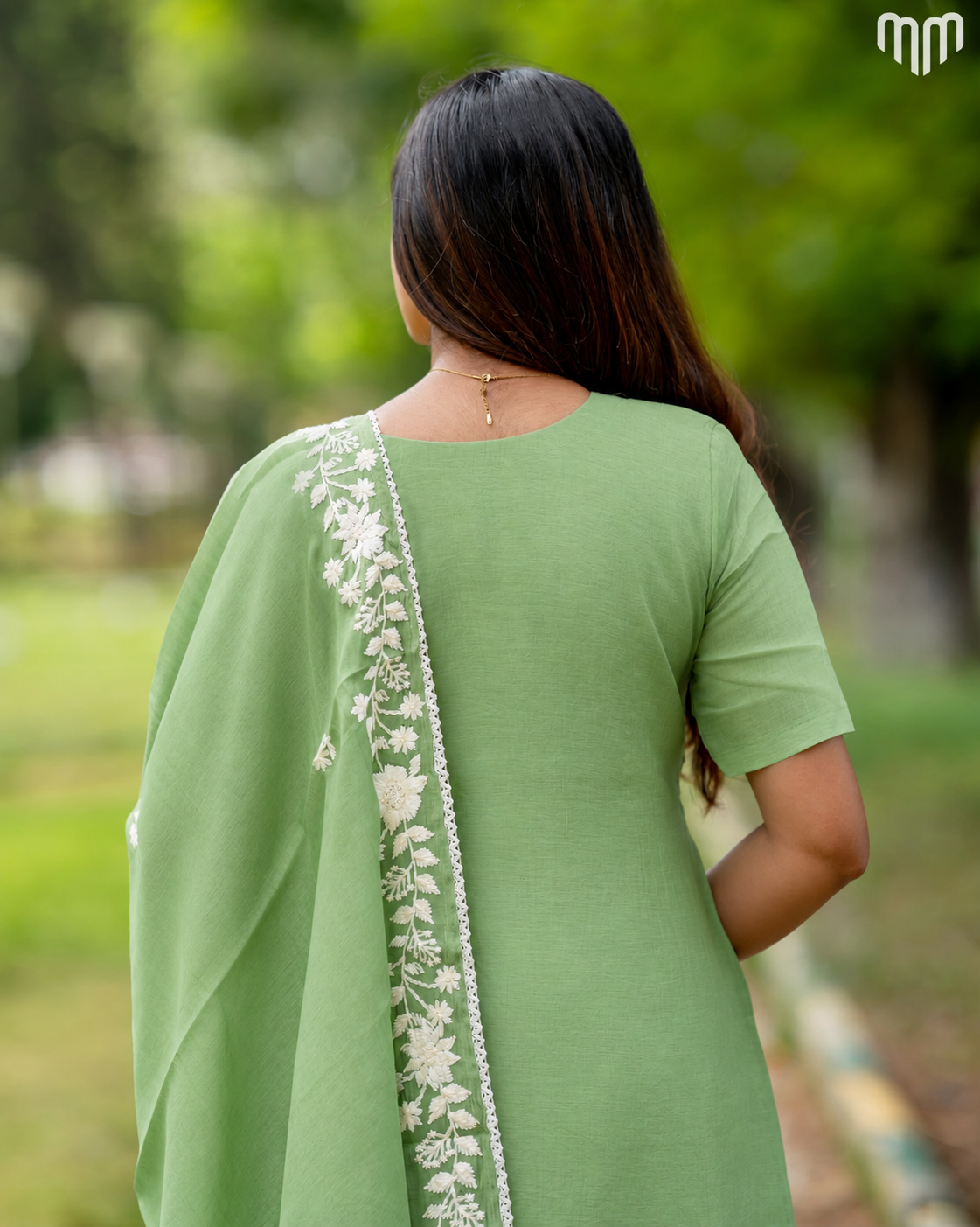 Green Chanderi Grand Crystal Embriodery Maternity Kurti Set with Top Cotton Lining