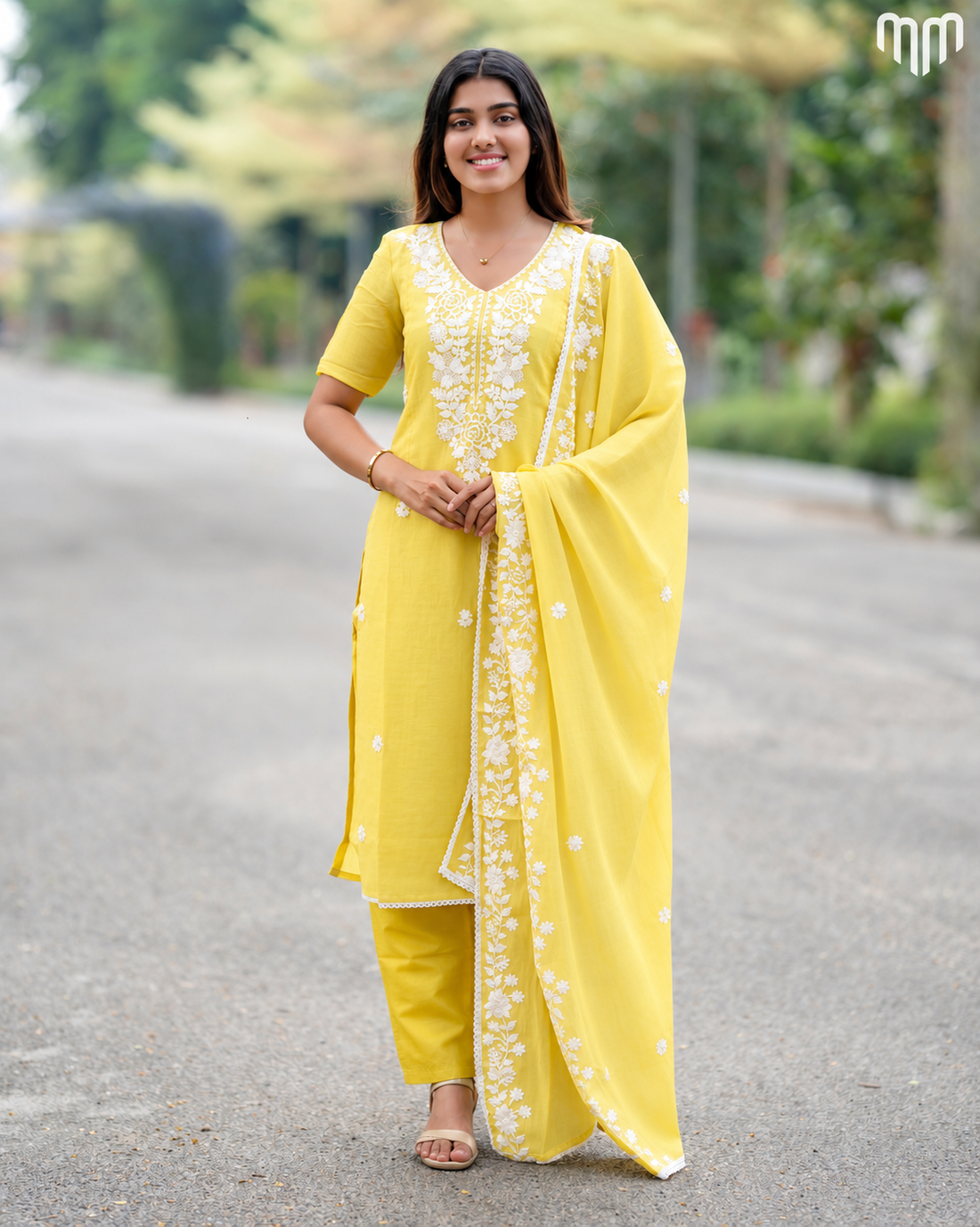 Yellow Chanderi Grand Crystal Embriodery Maternity Kurti Set  with Top Cotton Lining