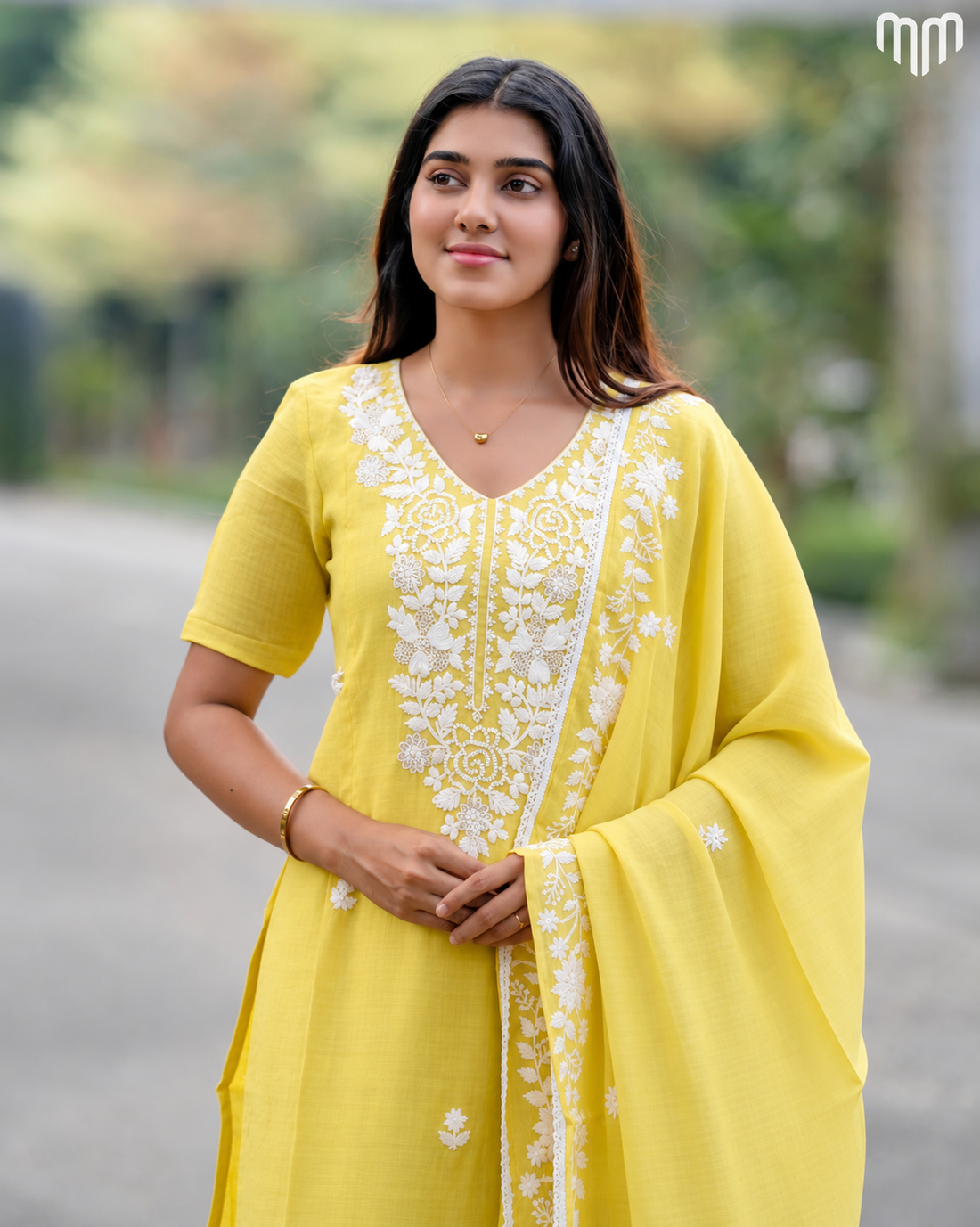 Yellow Chanderi Grand Crystal Embriodery Maternity Kurti Set  with Top Cotton Lining