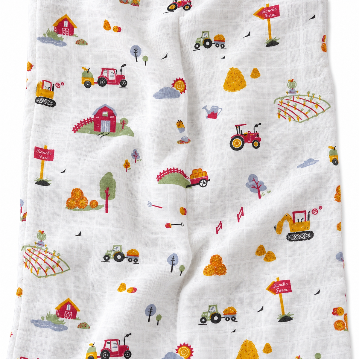 Little Tractors Muslin 100% Cotton Baby Bath Towel