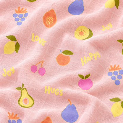 Little Fruits Baby Muslin Swaddle Blanket | 100% Premium Cotton | 110x110 cm