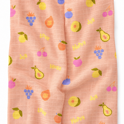 Little Fruits Muslin 100% Cotton Baby Bath Towel