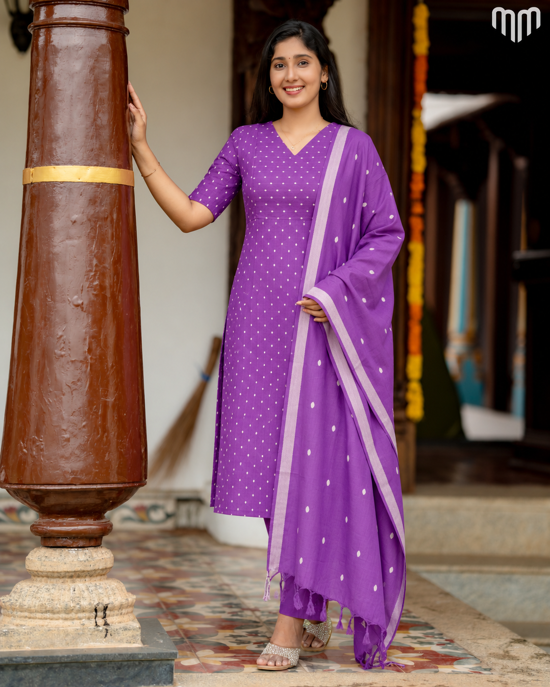 Tvisha orchid purple Handloom Cotton Maternity Kurti Set with Top Cotton Lining