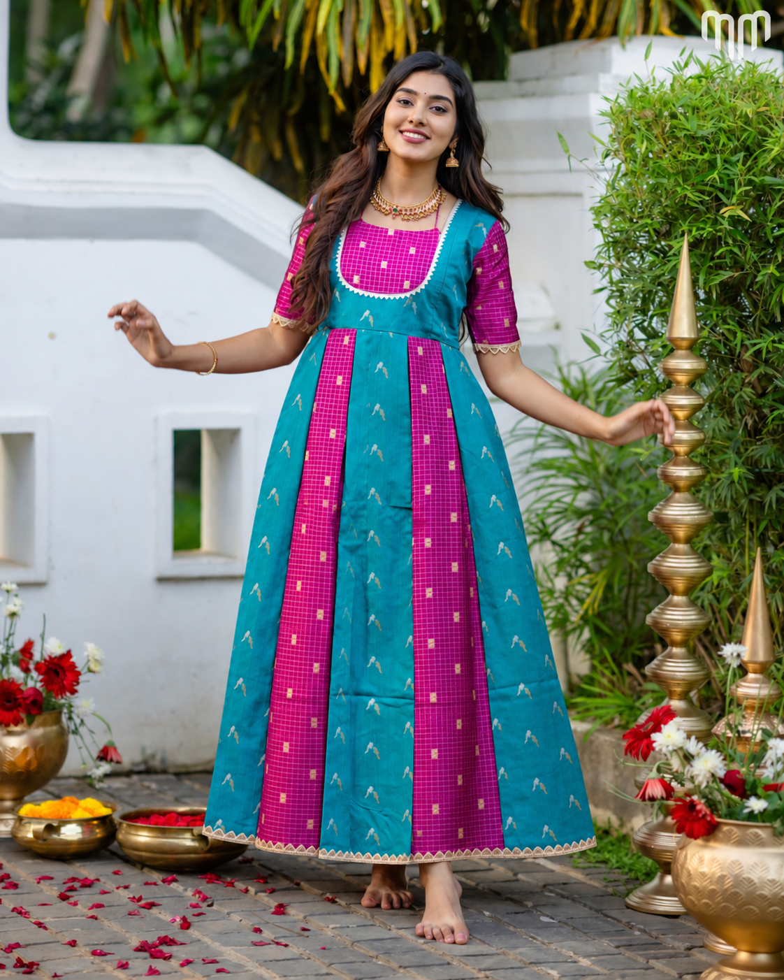 Dassahra_03 Fancy Silk Maternity Maxi with Full Cotton Lining