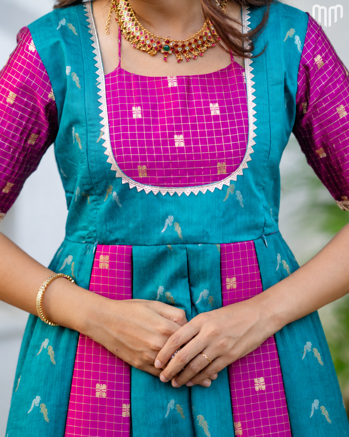 Dassahra_03 Fancy Silk Maternity Maxi with Full Cotton Lining
