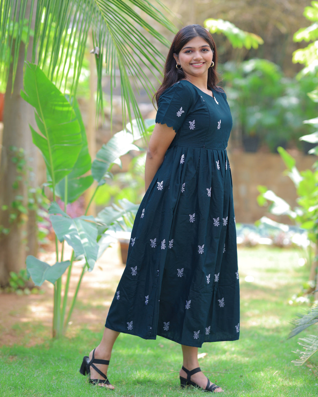 Teal Floret Maternity Maxi