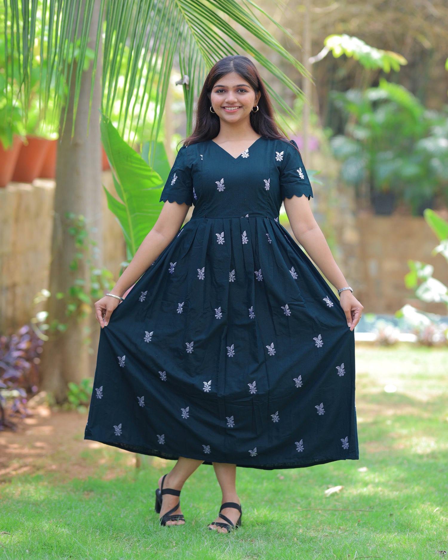 Teal Floret Maternity Maxi