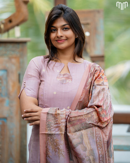 Jamdhani Silk_Mauve Maternity Kurti &amp; Dupatta