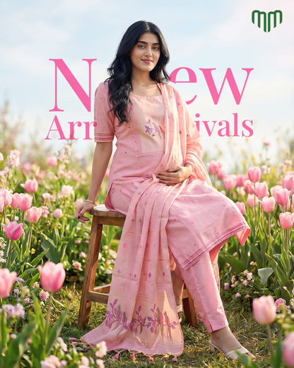 Pink-Iris Maternity Kurti Set