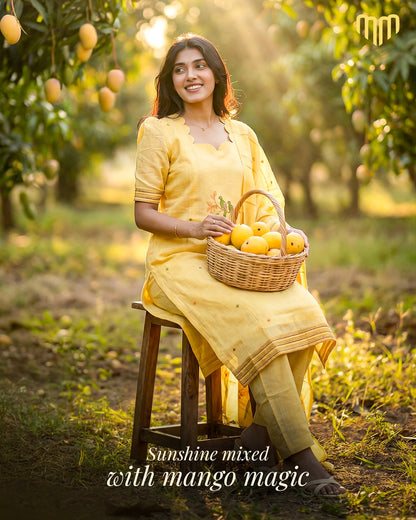 Yellow-Iris Maternity Kurti Set