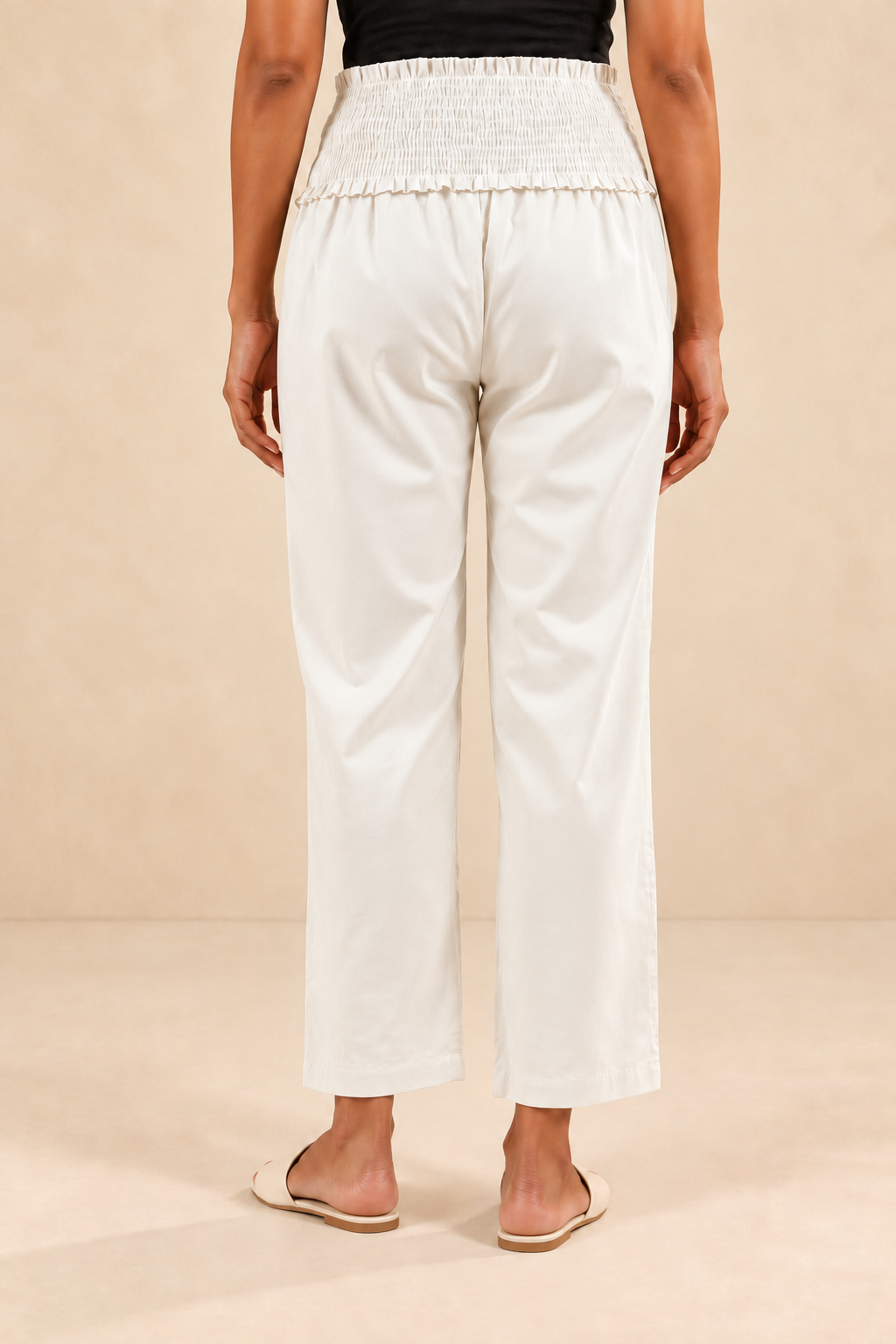 Ivory Glace Shine Cotton High Rise Maternity Pant