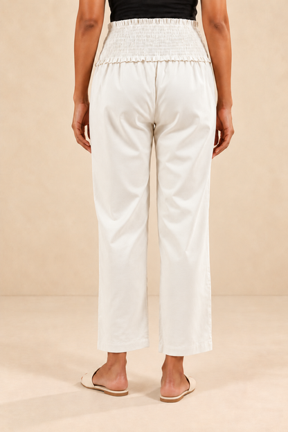 Ivory Glace Shine Cotton High Rise Maternity Pant