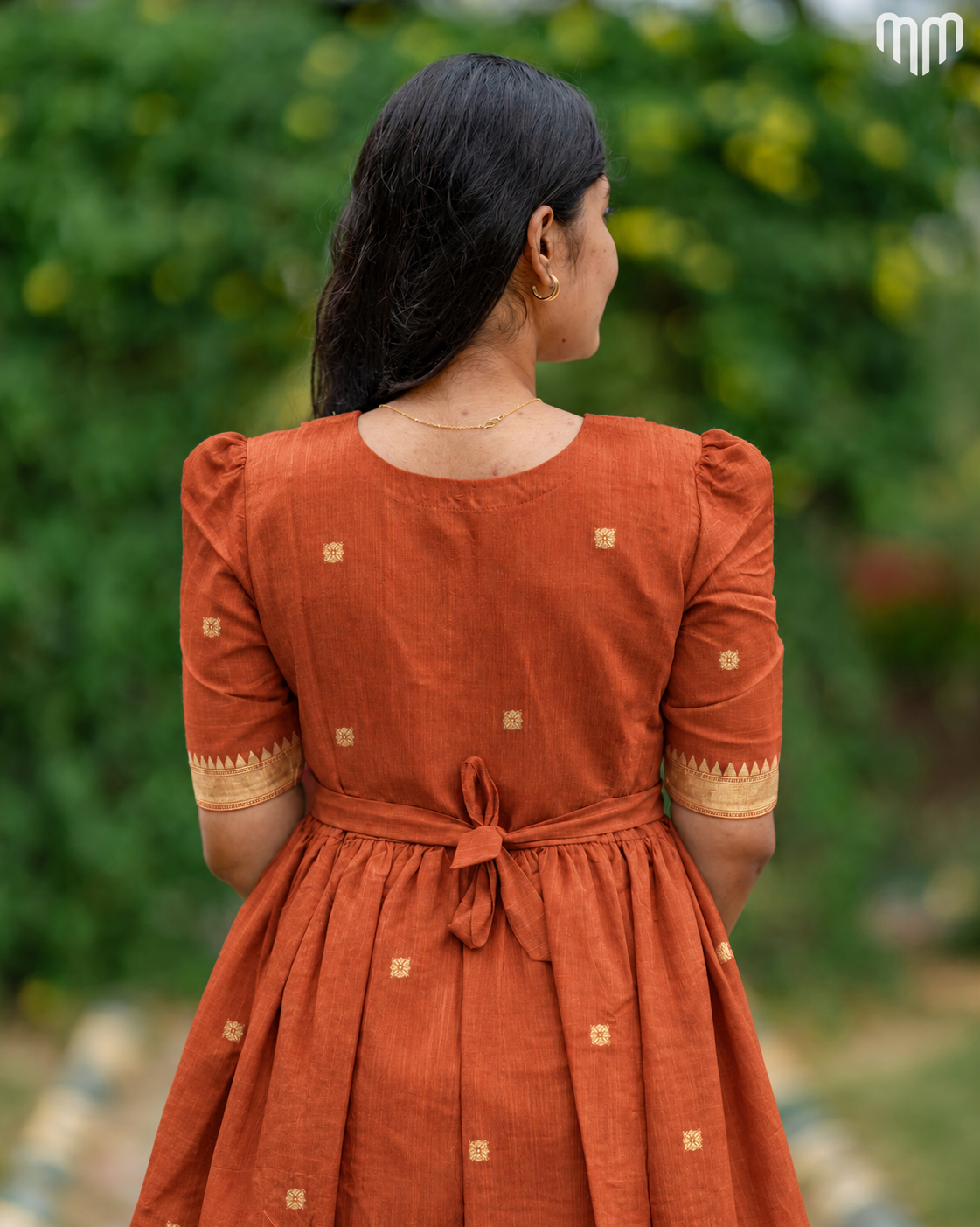 Akila orange Mangalagiri Maternity Maxi with Full Cotton Lining - product image 4 | MMWEAR