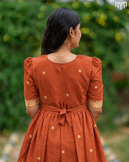 Akila orange Mangalagiri Maternity Maxi with Full Cotton Lining - product image 4 | MMWEAR