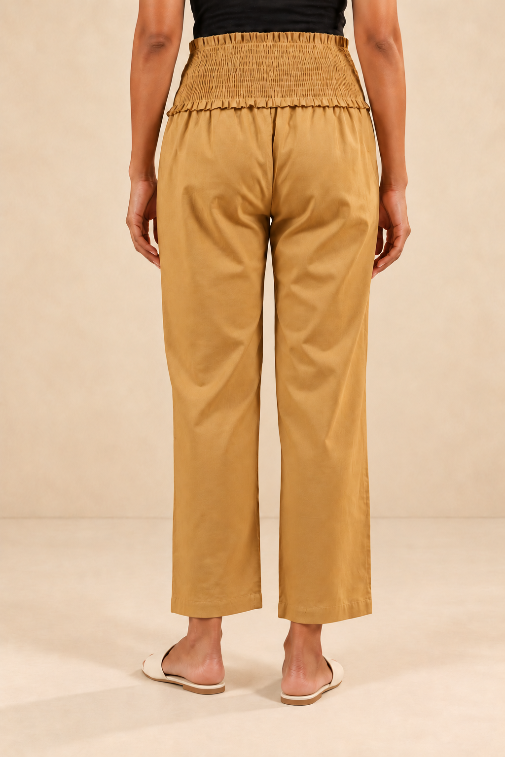 Honey Gold Glow Glace Shine Cotton High Rise Maternity Pant
