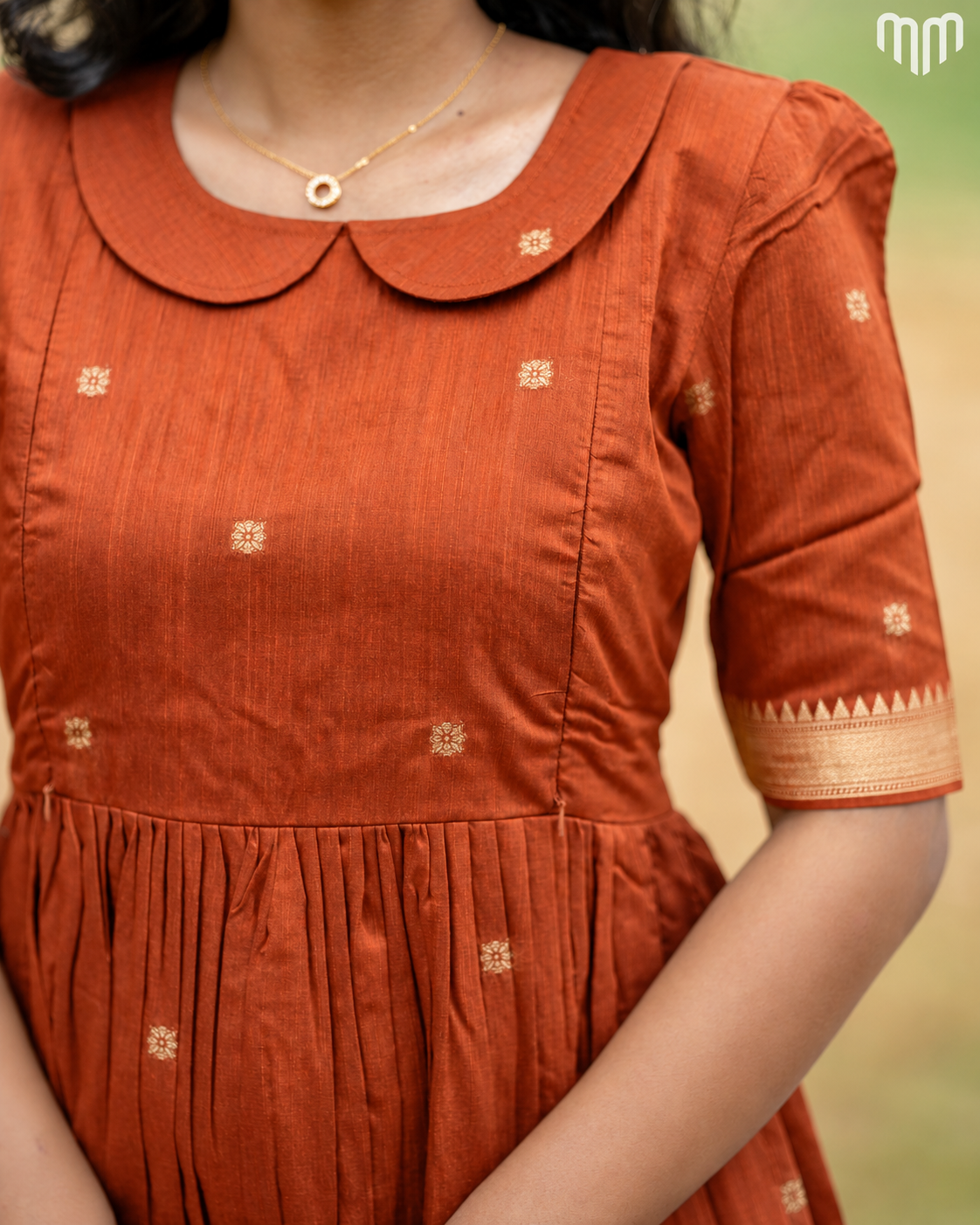 Akila orange Mangalagiri Maternity Maxi with Full Cotton Lining - product image 3 | MMWEAR