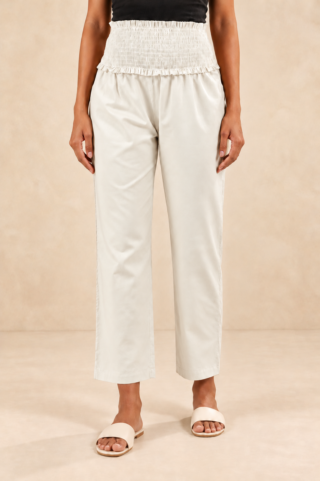 Ivory Glace Shine Cotton High Rise Maternity Pant
