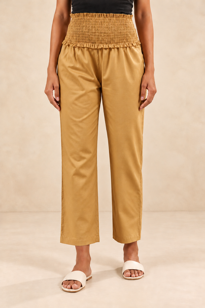 Honey Gold Glow Glace Shine Cotton High Rise Maternity Pant