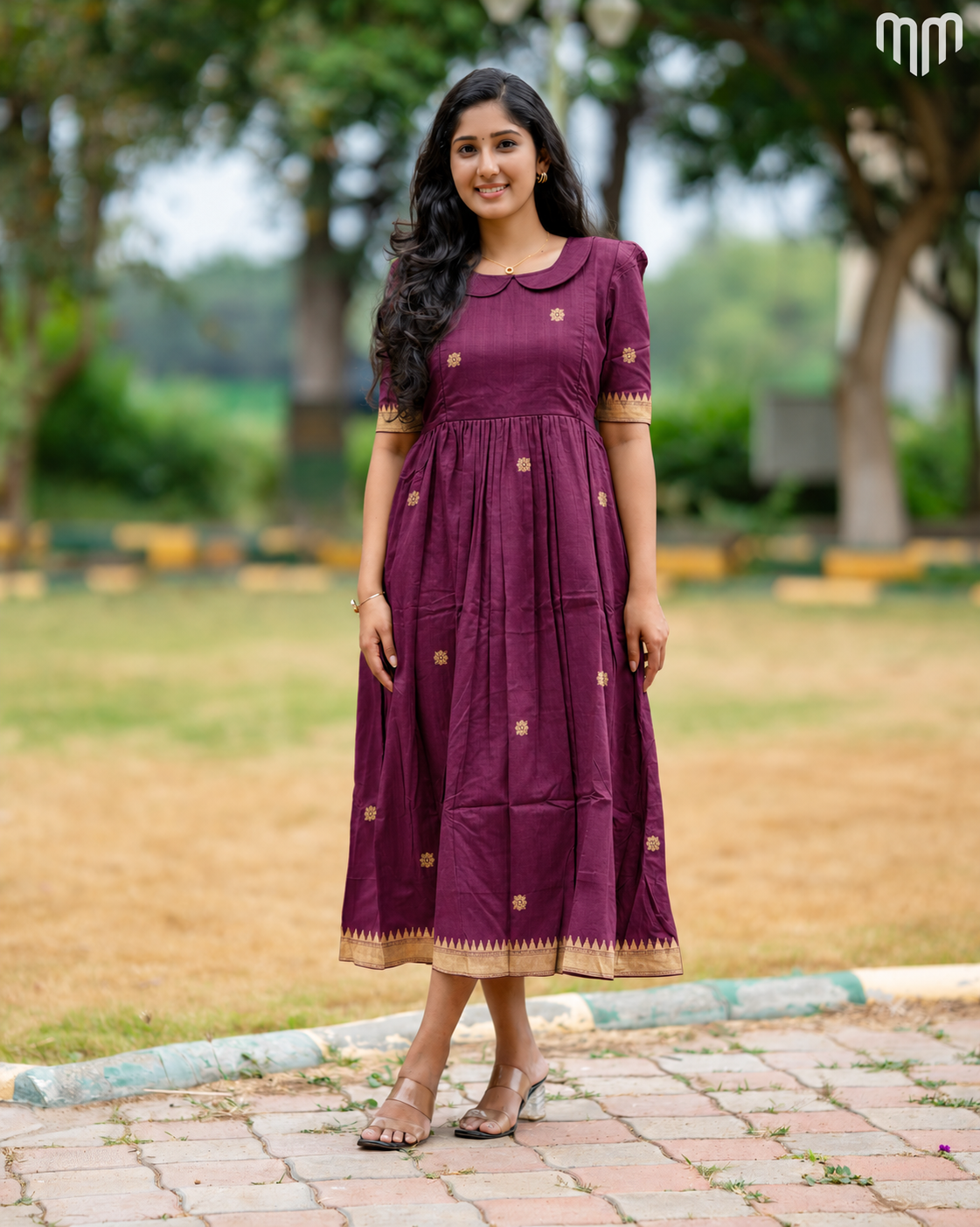 Akila Magenta Mangalagiri Maternity Maxi with Full Cotton Lining - product image 1 | MMWEAR