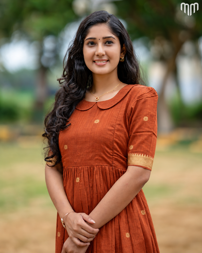 Akila orange Mangalagiri Maternity Maxi with Full Cotton Lining - product image 2 | MMWEAR