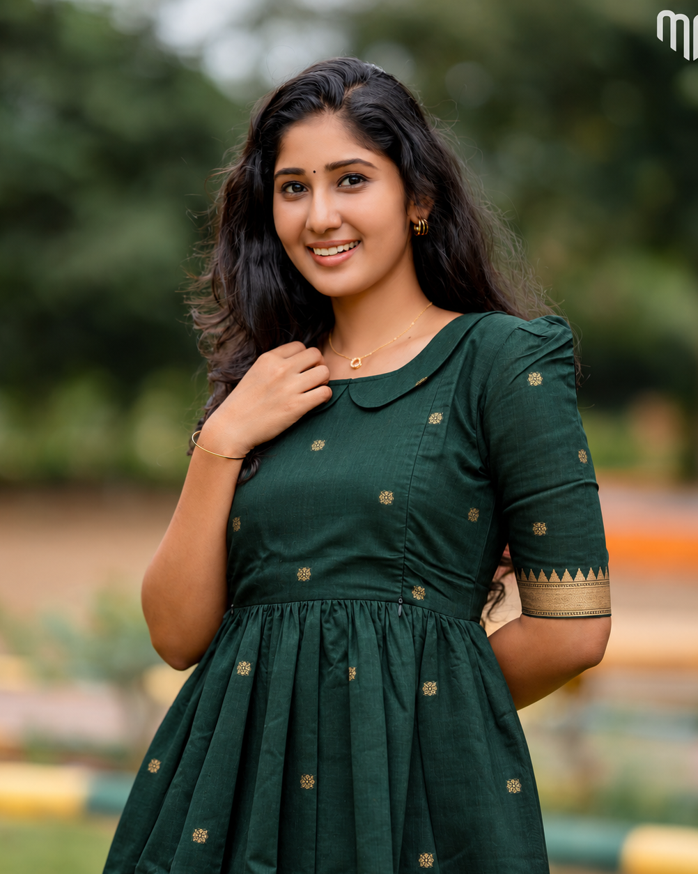 Akila green Mangalagiri Maternity Maxi with Full Cotton Lining - product image 2 | MMWEAR
