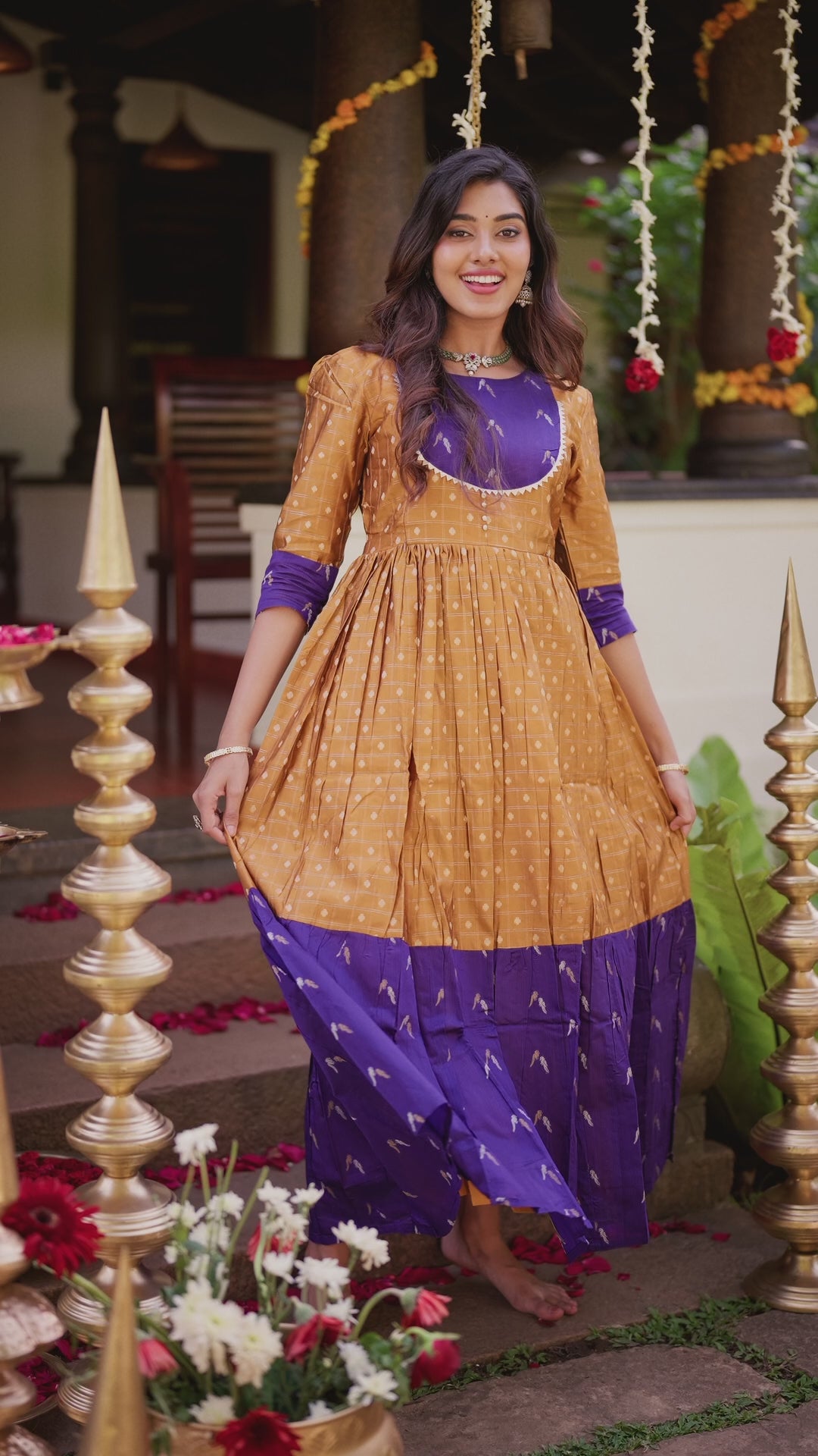 Meenakshi_V2 Silk Maternity Maxi with Full Cotton Lining