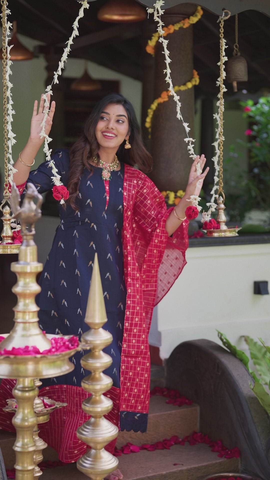 Avantika_01 Fancy Silk Maternity Maxi with Full Cotton Lining &amp; Dupatta