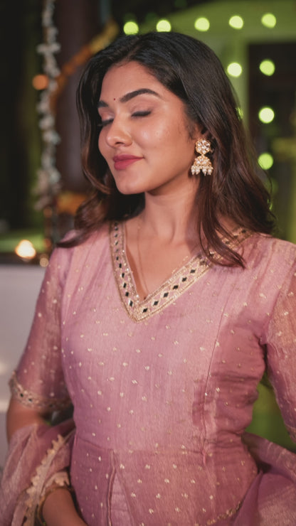 Golden Crush Tissue With Butti Maternity Maxi with Full Crepe Lining &amp; Dupatta