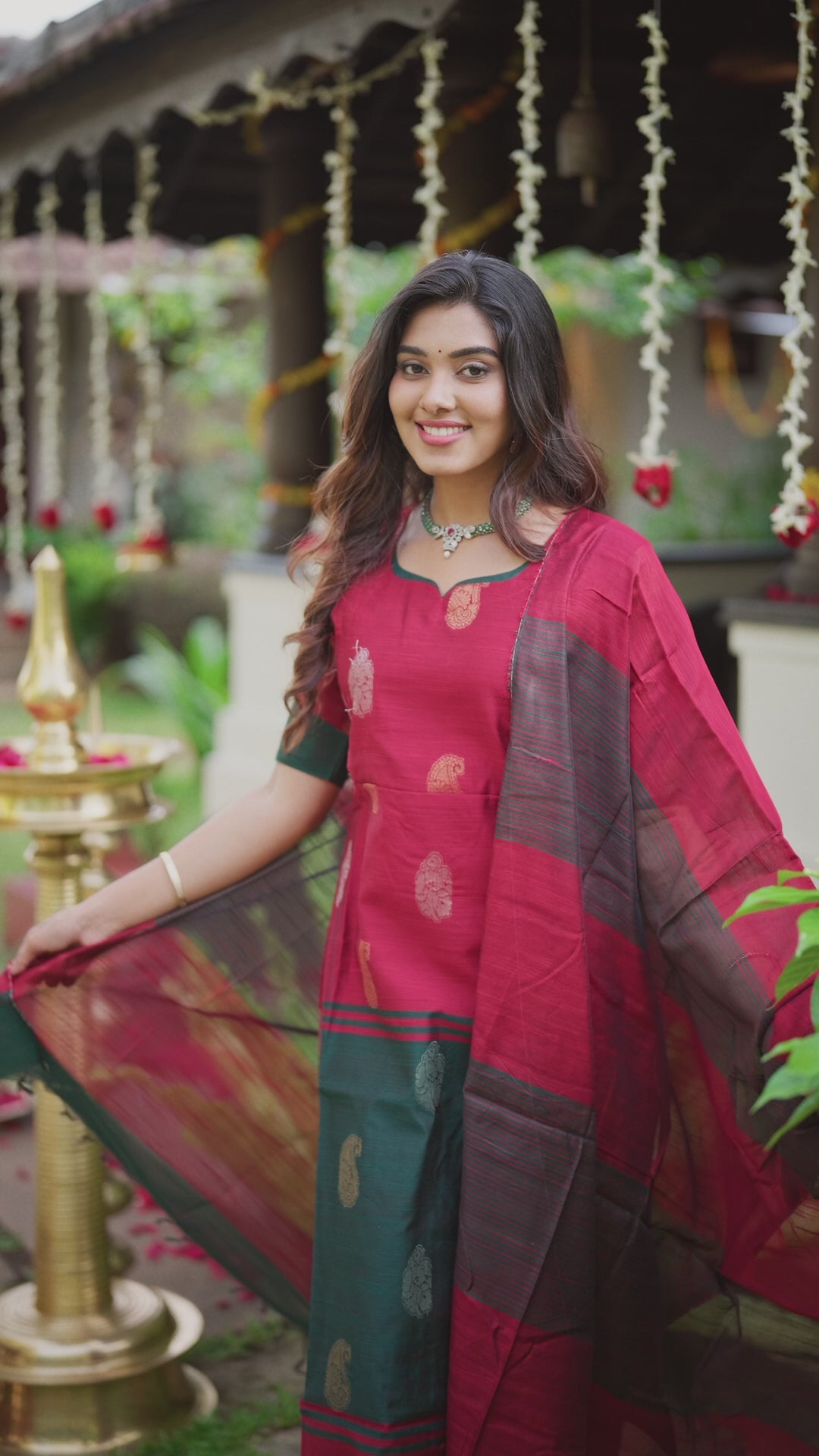 Kayal_V3 Premium Raw Silk Maternity Kurti Set with top cotton lining