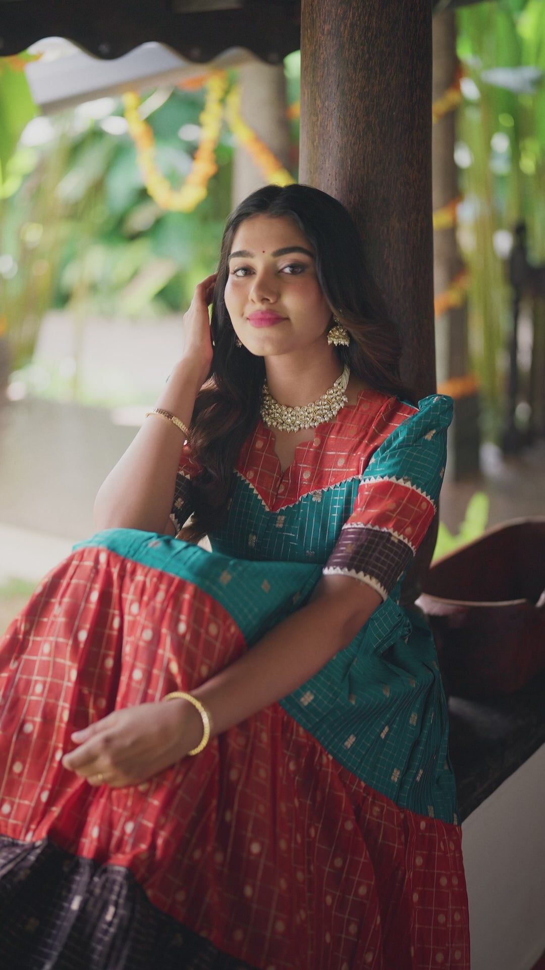 Dhikshana_01 Fancy Silk Maternity Maxi with Full Cotton Lining
